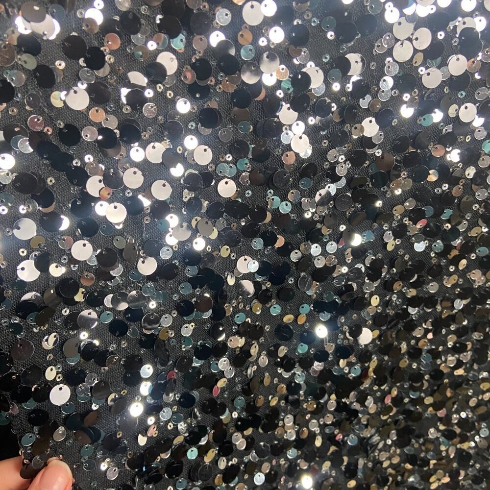 Deb Size Small Y2K Sequin Scoop Neck Tank Cami Going Out Top Black Vintage - Picture 3 of 4